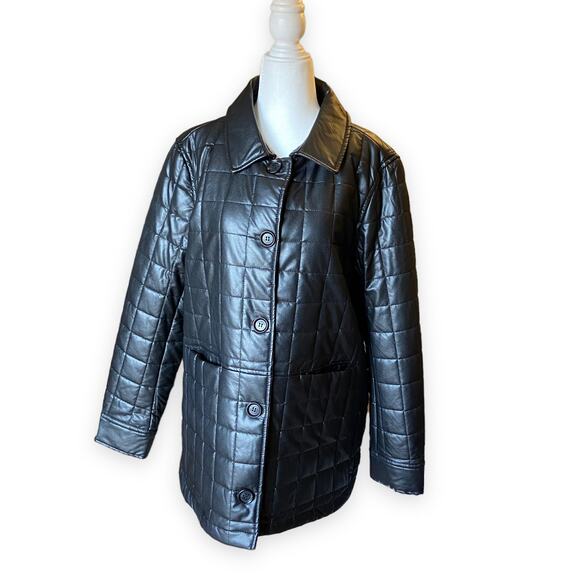 Sam Edelman Jackets & Blazers - Sam Edelman Black Faux Leather Quilted Jacket